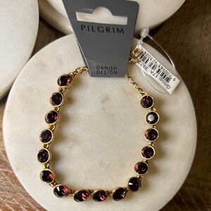 (#50) Pilgrim Gold Bracelet with Deep Red Accents